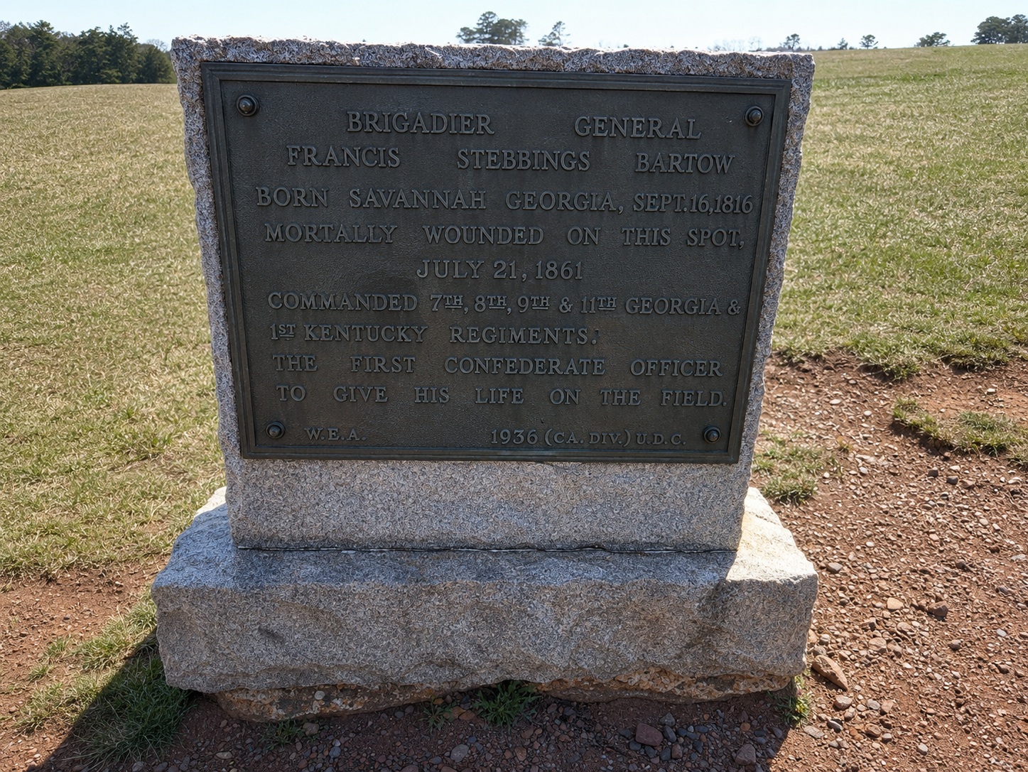 The Bartow monument at Henry Hill, Manassas National Battlefield